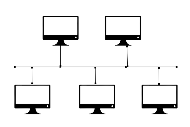 Ciri-ciri topologi bus. Salah satu karakteristik topologi bus adalah menggunakan satu kabel utama.