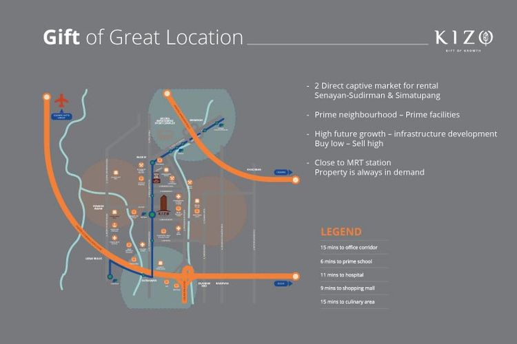 Lokasi Kizo Residence yang strategis. 