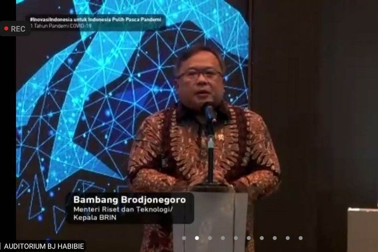 Menristek Bambang Brodjonegoro pada Peringatan 1 Tahun Pandemi Covid-19 di Indonesia, Selasa (2/3/2021).