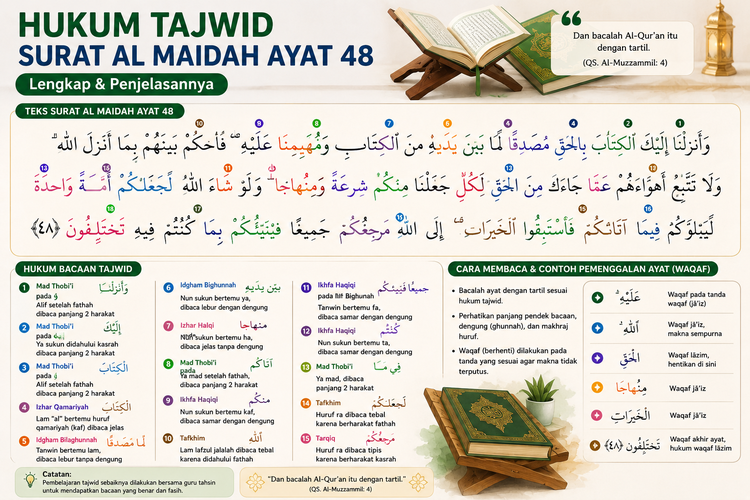 Hukum Tajwid Surat Al Maidah Ayat 48 Lengkap & Penjelasannya