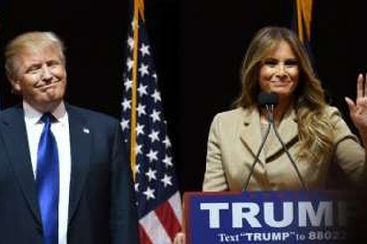 Melanie Trump mendampingi suaminya Donald Trump dalam kampanye bakal calon presiden AS untuk Partai Republik