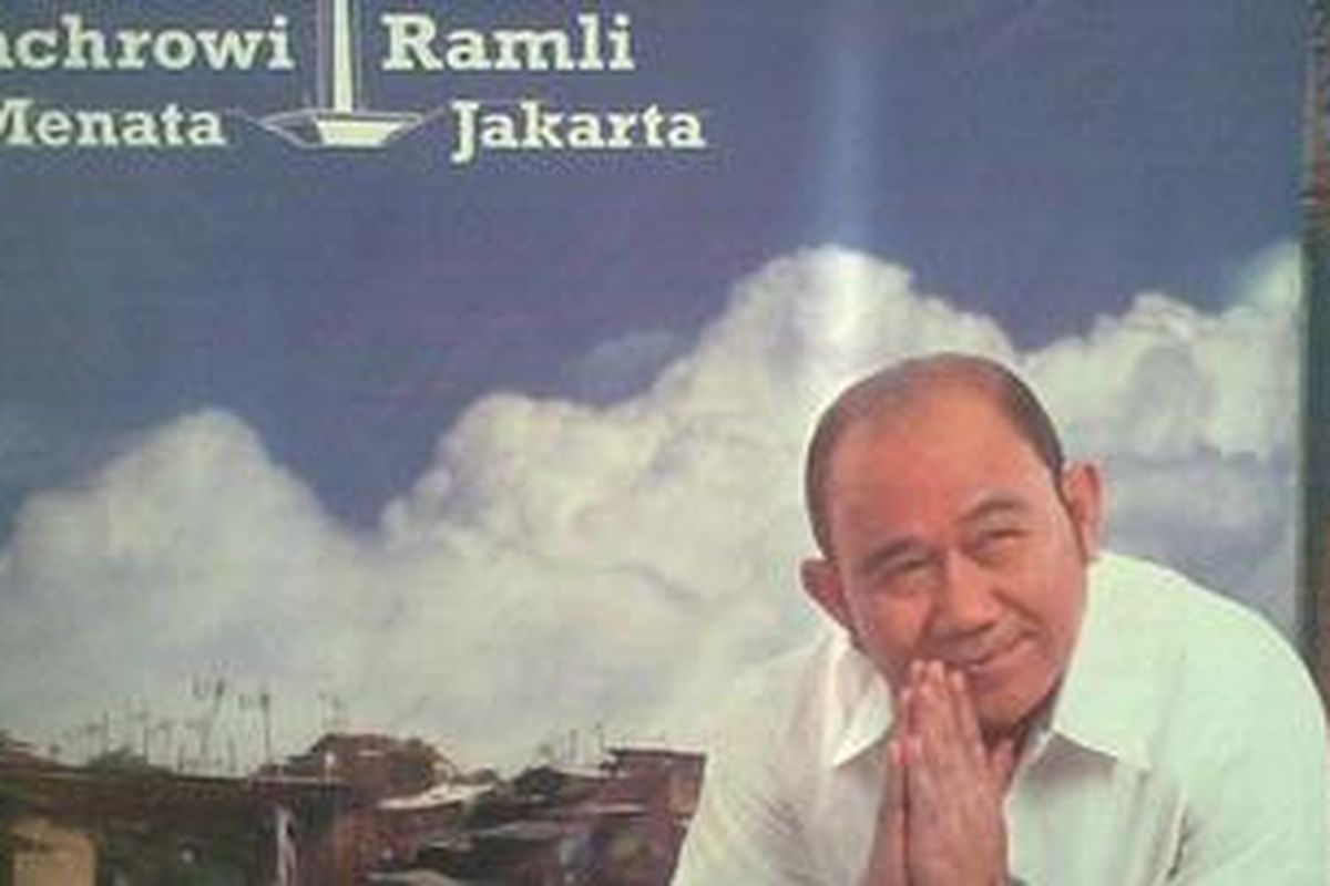 Poster Nachrowi Ramli di arena Pasar Murah Ramadhan yang diadakan Partai Demokrat di Parkir Timur Senayan, Jakarta, Jumat (12/8/2011).