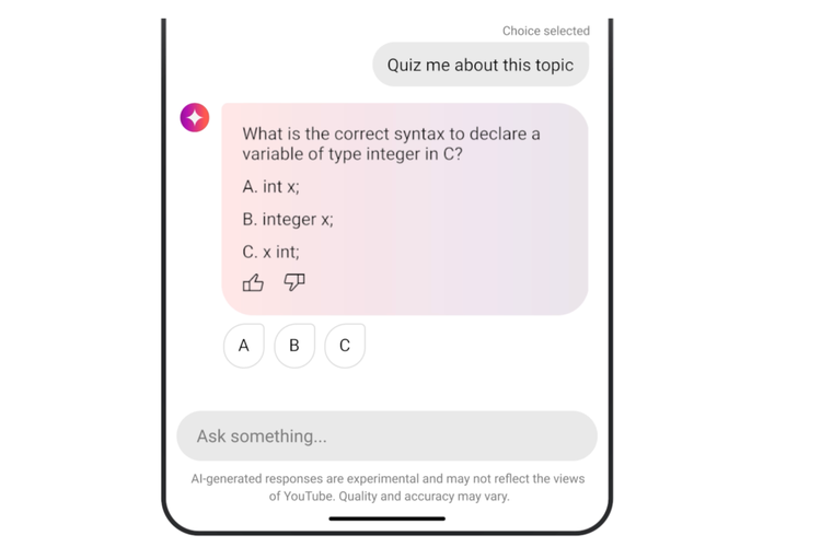 kuis berbasis AI di Youtube