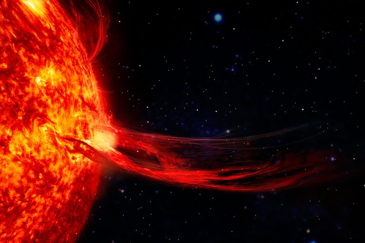 Ilustrasi badai matahari yang ekstrem disebut dapat memengaruhi jaringan internet di Bumi. Badai matahari atau ledakan Matahari ini, radiasi yang ditimbulkan bahkan dapat menyebabkan kiamat internet.