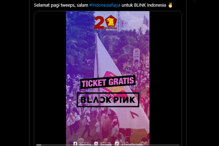 Twit soal give away tiket konser Black Pink.