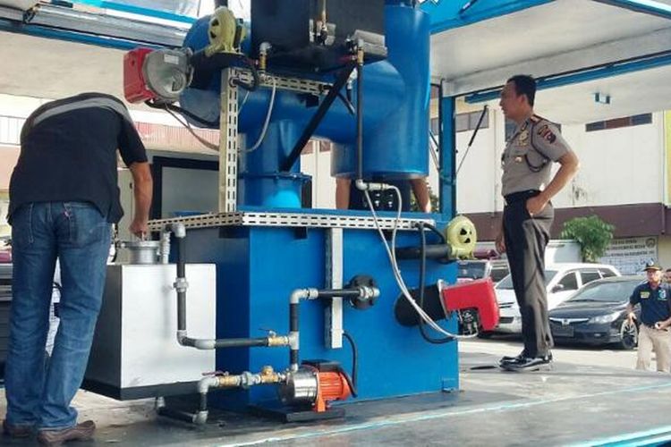 Mobil incinerator milik BNNP Sumut di Mapolrestabes Medan saat memusnahkan 25 kilogram sabu dan 20.000 butir ekstasi, Jumat (20/1/2017) 