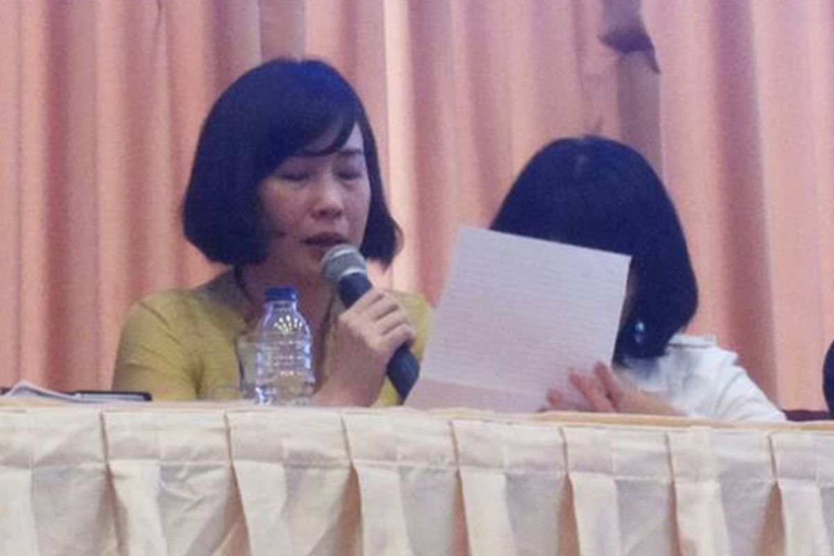 Veronica Tan saat membacakan surat Basuki Tjahaja Purnama untuk pendukungnya, Selasa (23/5/2017).