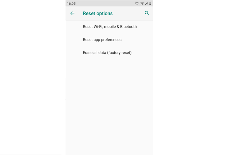 ilustrasi menu Factory Reset di Android
