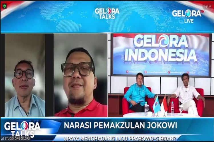Diskusi Gelora Talks dengan tema 'Narasi Pemakzulan Jokowi, Upaya Menghadang Laju Prabowo-Gibran?', Rabu (24/1/2024).