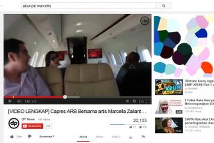 Video yang diunggah di Youtube pada 20 Maret 2014 ini memperlihatkan tiga orang mirip Ketua Umum DPP Partai Golkar Aburizal Bakrie (kanan), Wakil Ketua Komisi III DPR dari Golkar Azis Syamsuddin (kiri) dan artis peran Marcella Zalianty.