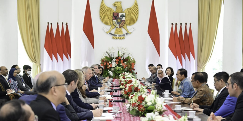 Presiden Joko Widodo menerima kunjungan delegasi dari US-ASEAN Business Council (US-ABC) di Istana Kepresidenan Bogor, Provinsi Jawa Barat, pada Kamis, 25 Mei 2023. 