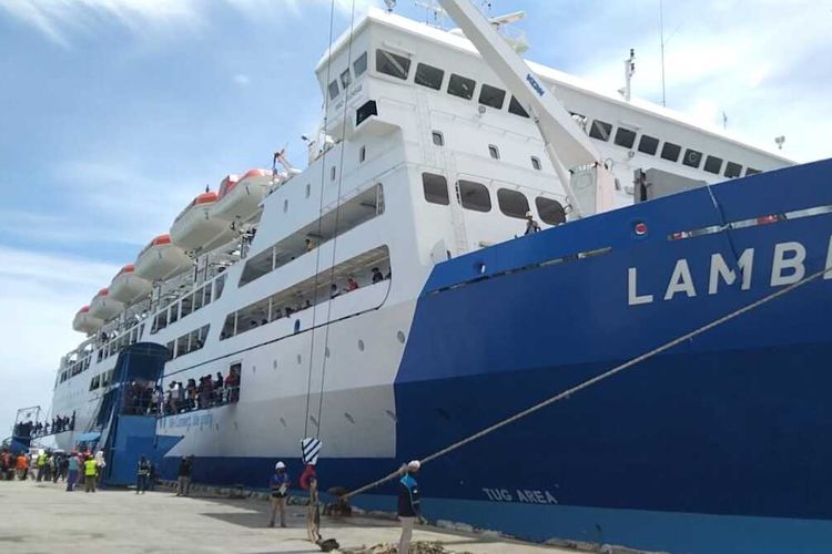 Pada H-1 lebaran Idul Fitri 2024, terdapat 2.610 penumpang kapal Pelayaran Nasional Indonesia (Pelni) KM Lambelu yang turun di pelabuhan Murhum Baubau, Sulawesi Tenggara, Selasa (9/4/2024).
