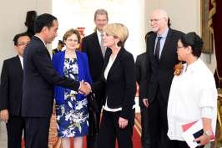 Suasana pertemuan Presiden Joko Widodo dengan Menteri Luar Negeri Australia Julie Bishop di Istana Merdeka, Rabu (26/10/2016).