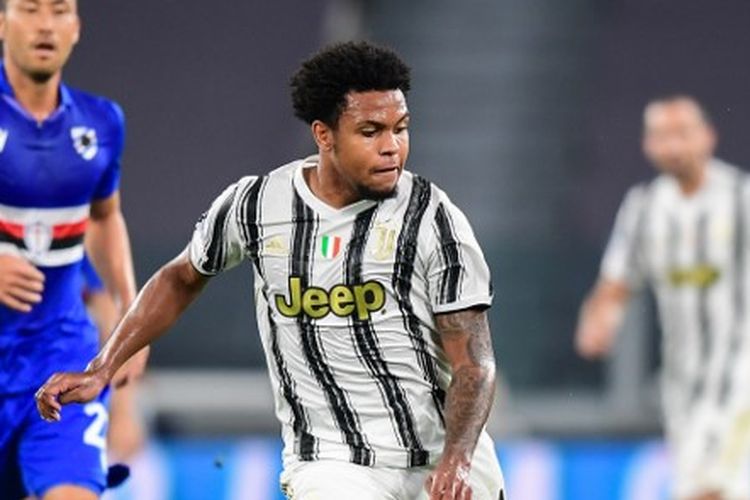 Gelandang Juventus, Weston McKennie, beraksi pada laga kontra Sampdoria di Juventus Stadium, Turin, pada 20 September 2020.