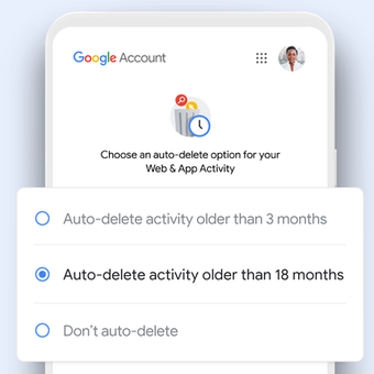 Opsi penghapusan riwayat aktivitas secara otomatis di akun Google