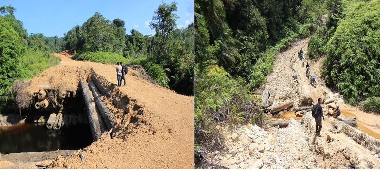 Kondisi jalan di Kabupaten Mahakam Ulu, Kalimantan Tengah