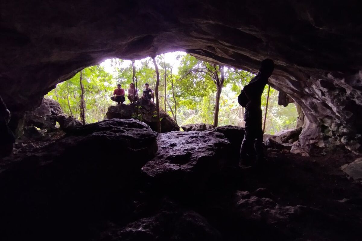 Goa tempat diduga macan tutul yang memangsa ternak warga Pangkalan, Karawang, Jawa Barat membawa mangsa.