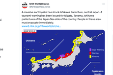 Gelombang Tsunami Pertama Melanda Jepang Setelah Gempa Besar, Segini Tingginya