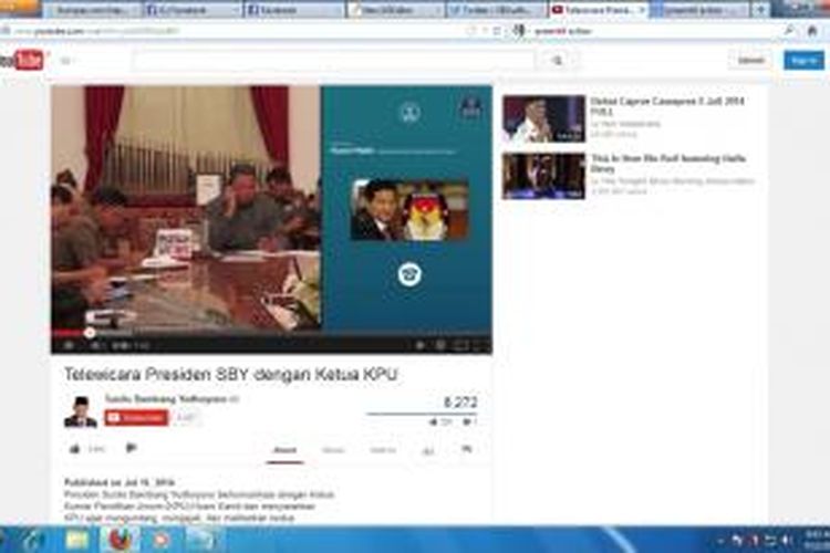 Presiden Susilo Bambang Yudhoyono ketika menghubungi Ketua KPU Husni Kamil