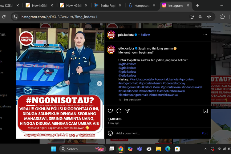 Viral di medsos, oknum polisi di wilayah Gorontalo berselingkuh dengan mahasiswi dan memerasnya. Polda Gorontalo membenarkan hal tersebut.