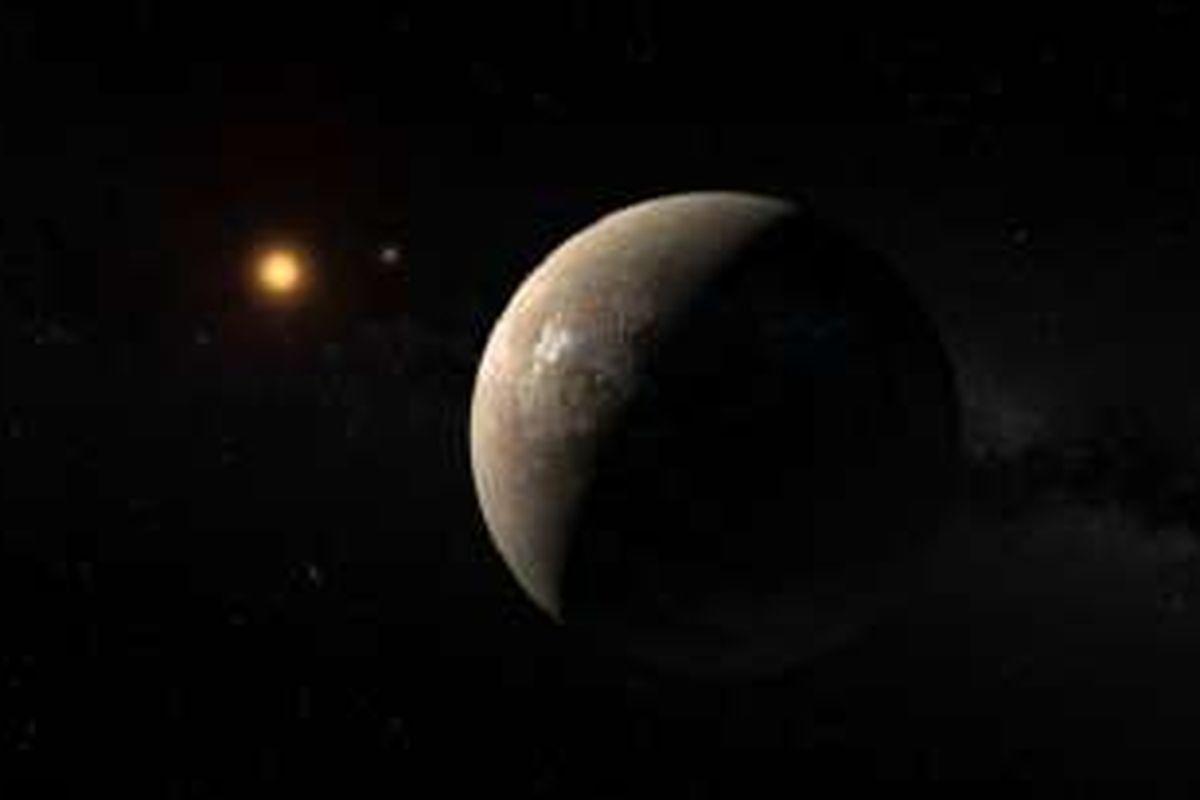 Ilustrasi planet Proxima b bersama bintangnya, Proxima Centauri.