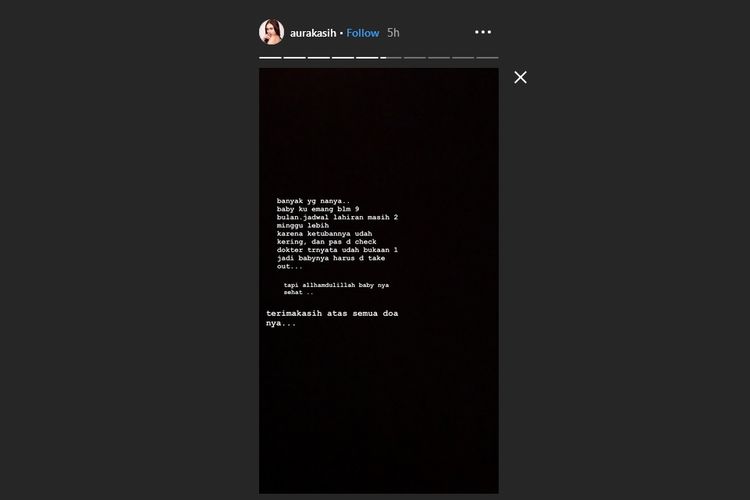 Bidik layar postingan Instagram Story Aura Kasih.