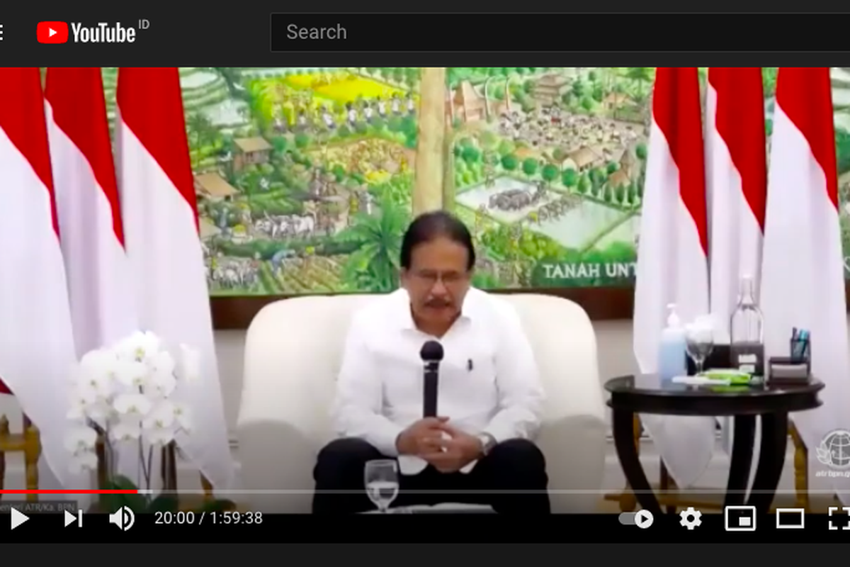 Menteri Agraria dan Tata Ruang/Kepala Badan Pertanahan Nasional (ATR/BPN) Sofyan A Djalil.