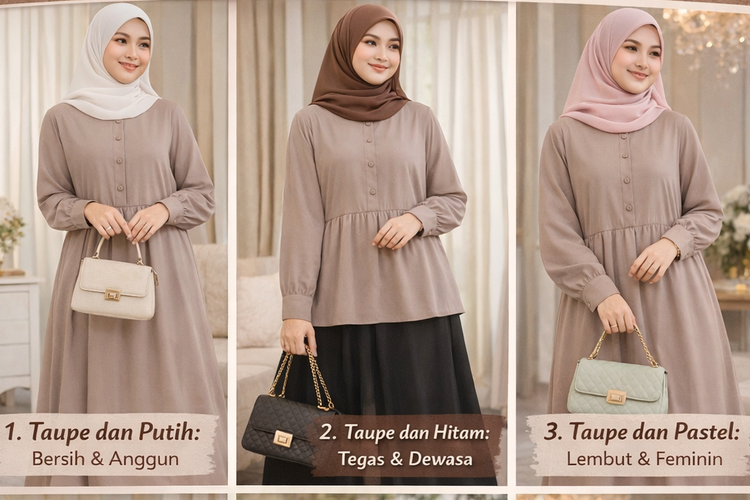 Inspirasi Mix and Match Taupe untuk Lebaran