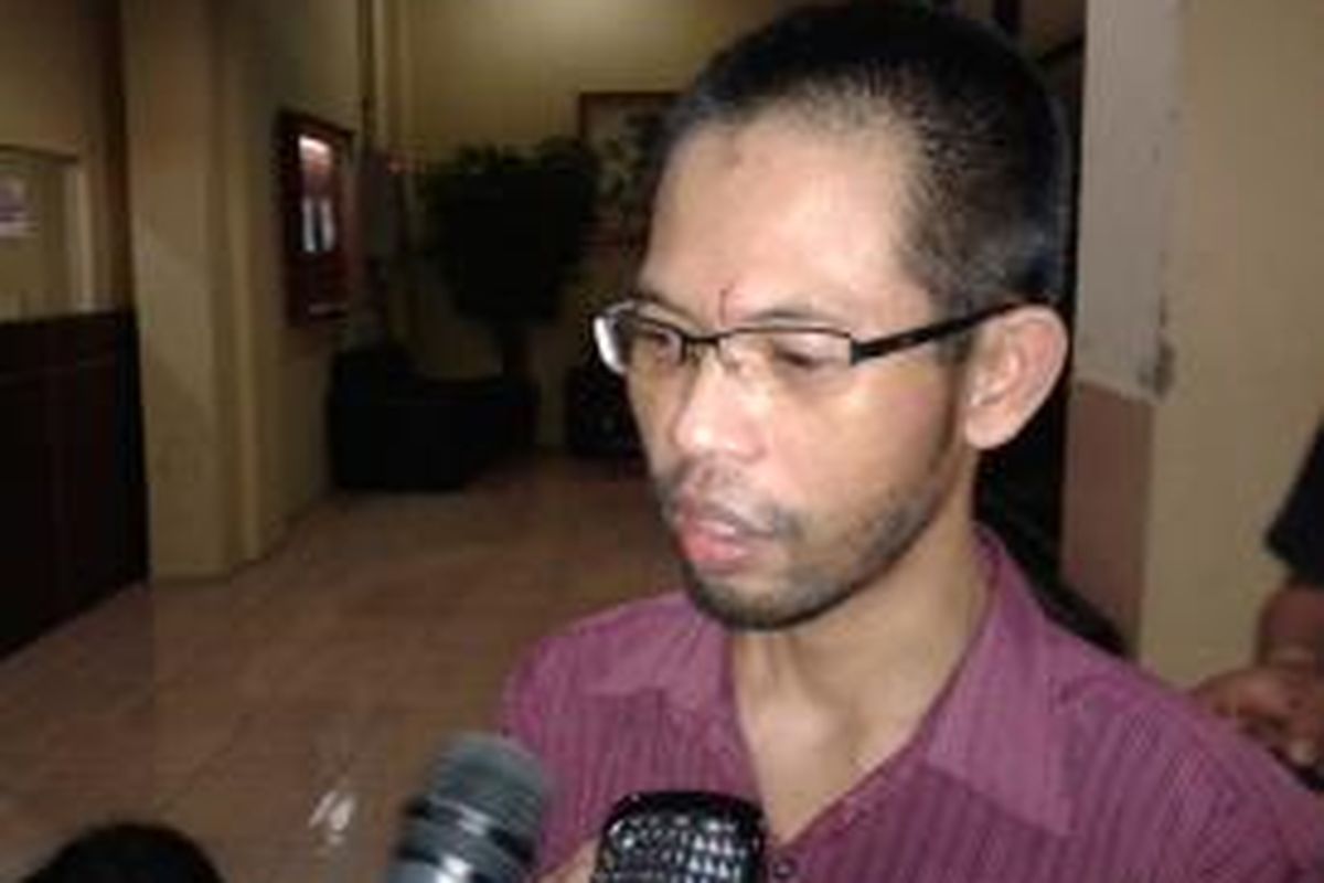 Korban penyekapan Tamansari, Ahmad Zamani saat berada di Mapolsek Metro Tamansari, Jakarta Barat, Rabu (18/9/2013)