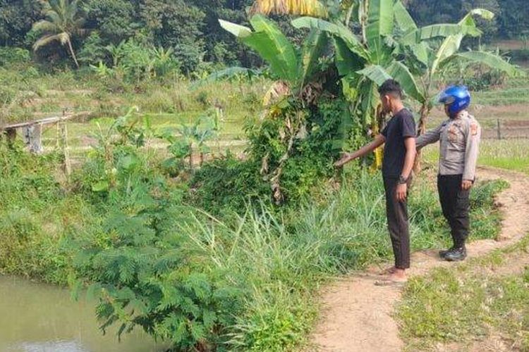 Lokasi penemuan mayat siswa sekolah menengah pertama di Sukabumi, Jawa Barat, yang meninggal tenggelam setelah mengikuti rangkaian acara masa pengenalan sekolahnya.