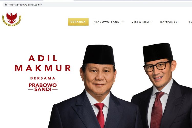 Dokumen visi misi pasangan calon nomor urut 02, Prabowo Subianto-Sandiaga Uno, yang dapat diakses melalui laman www.prabowo-sandi.com.