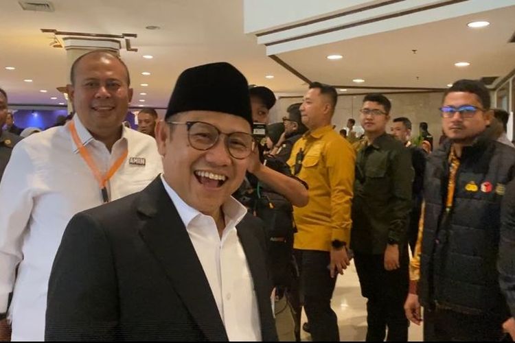 Bacawapres nomor urut 1 Muhaimin Iskandar di Hotel Grand Sahid Jaya, Jakarta, Senin (27/11/2023). 