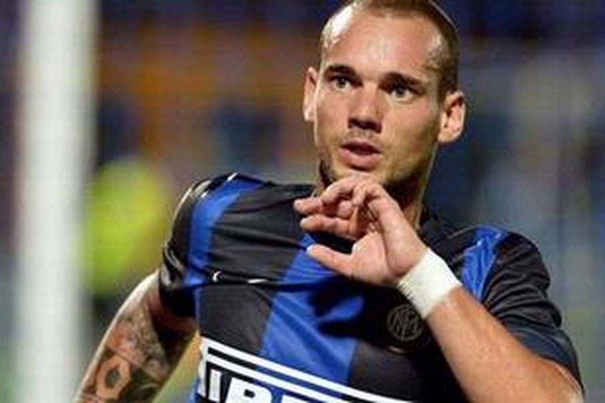 Gelandang Inter Milan asal Belanda, Wesley Sneijder. 