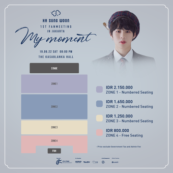 Detail tiket fan meeting Ha Sung Woon di Jakarta pada 22 Juni 2019.