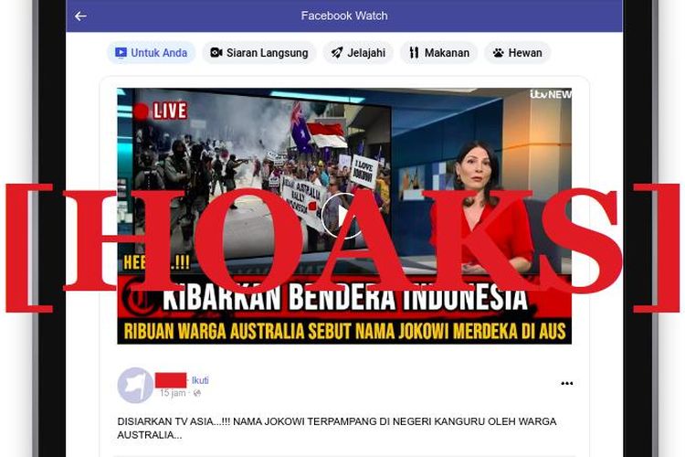 Hoaks warga Australia demonstrasi dan membentangkan poster 'I Love Jokowi' agar negaranya tidak diserang Indonesia