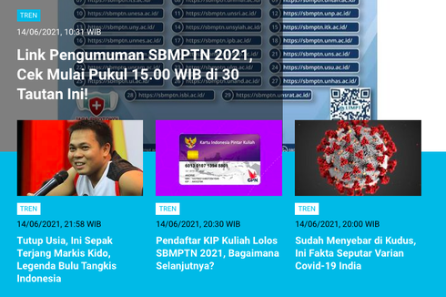 [POPULER TREN] Link Pengumuman SBMPTN 2021 | Jadwal dan Cara Unduh Sertifikat UTBK