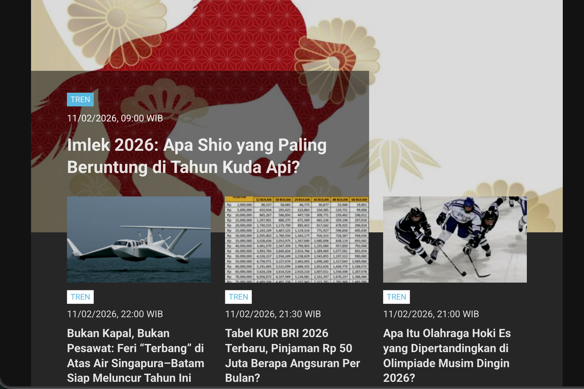 Prediksi Shio Kuda Api hingga Polemik Menteri KP Warna Tren Berita Rabu