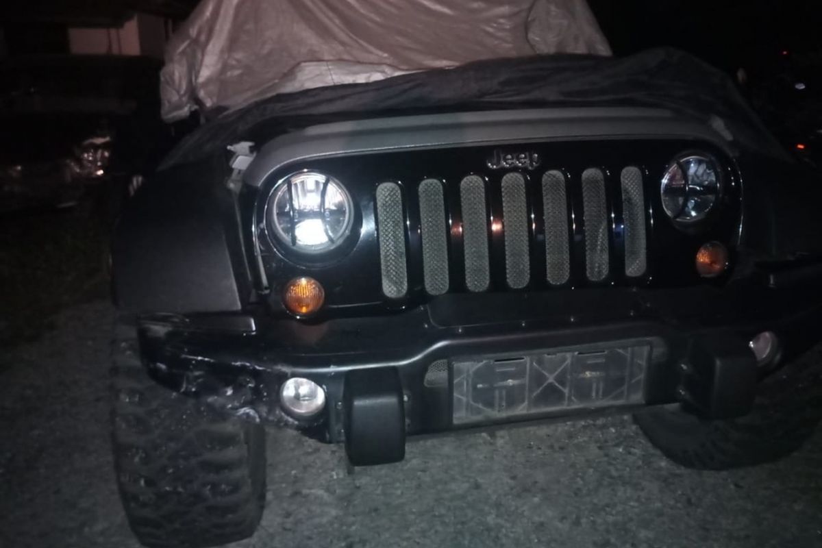 Kondisi Mobil Jeep Rubicon Tewaskan Remaja, di Unit Laka, Jalan Merdeka, Depok (20/7/2018).