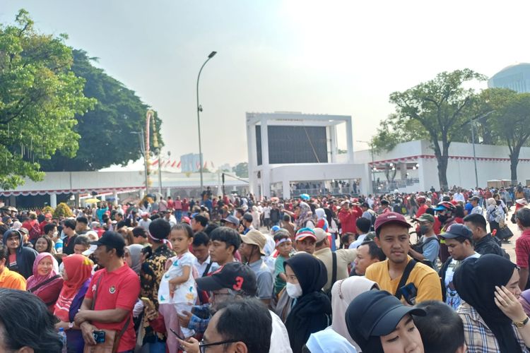 Suasana terkini di depan Istana Negara jelang upacara Hari Kemerdekaan RI ke-78, Kamis (17/8/2023).