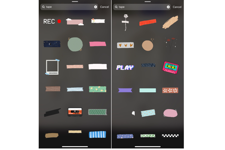 Stiker tape di Instagram.