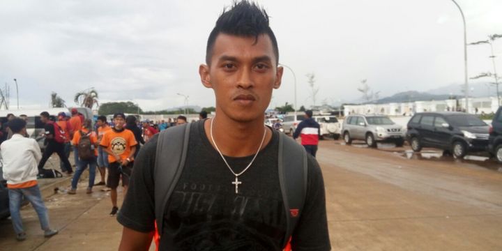 Lerby Eiandry hadir di Stadion Pakansari untuk menyaksikan laga final Piala Presiden 2017 antara Pusamania Borneo FC dan Arema FC, Minggu (12/3/2017). 