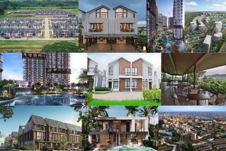 Kiri Atas: Mulia Gading Kencana. Tengah Atas Kedua dari Kiri: Onyx Residence at Summarecon Mutiara Makassar. Tengah Atas Kedua dari Kanan: Pakuwon Residences Bekasi. Kanan Atas: Summarecon Serpong. Kiri Tengah: Pakuwon Mall Bekasi. Tengah: Permata Bogor Residence 2. Kanan Tengah: Summarecon Bogor. Kiri Bawah: Seion Tangerang. Tengah Bawah: Shanti Village. Kanan Bawah: Summarecon Bandung.). 