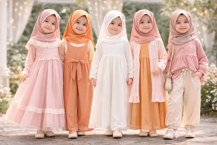 Tren Baju Lebaran Anak Perempuan 2026 Gamis Pastel hingga Jumpsuit Modis.