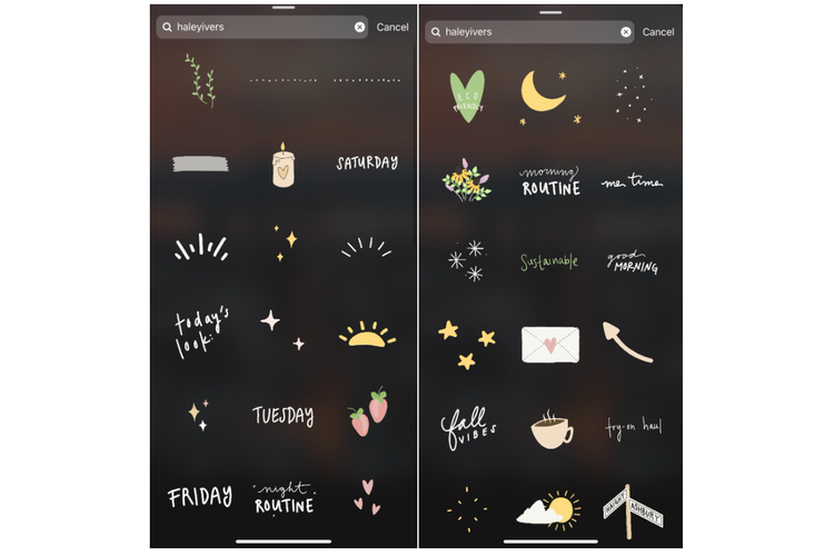 Stiker haleyivers di Instagram.