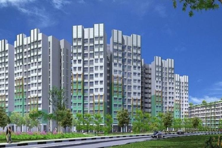 Rendering rusun Woodlands Glen, yang dikembangkan Housing Development Board (HDB).