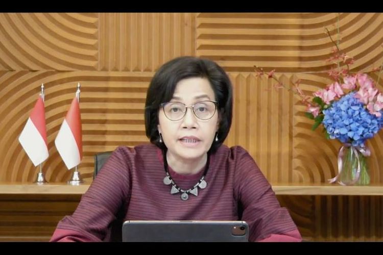 Tangkapan layar pada acara Pertamina Energy Webinar, Selasa (7/12/2021). Menteri Keuangan Sri Mulyani mengenai target nol emisi karbon untuk Indonesia.