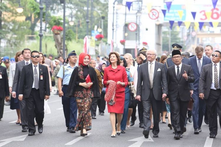 Kujungan Raja Swedia Carl XVI Gustav dan Ratu Silvia ke Bandung, Rabu (24/5/2017).