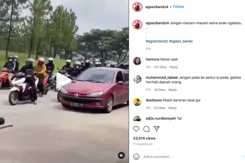 Viral, Video Rombongan Pemotor Pepet Pengemudi Mobil di Sentul