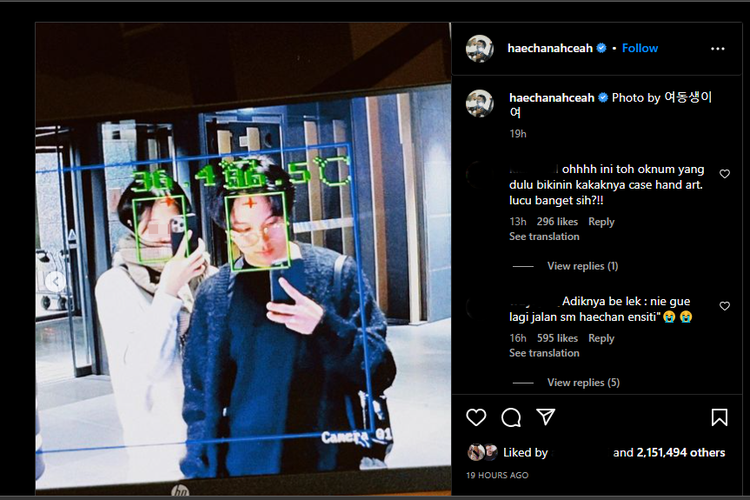Tangkap layar foto Haechan NCT bersama adiknya.