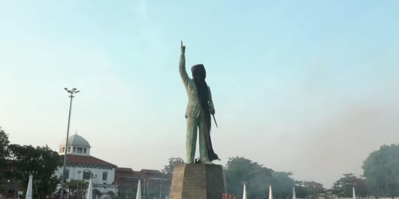 Patung Bung Karno di Polder Stasiun Semarang Tawang yang diresmikan Ketua Umum PDI-P Megawati Soekarnoputri, Rabu (29/9/2021) sore. 